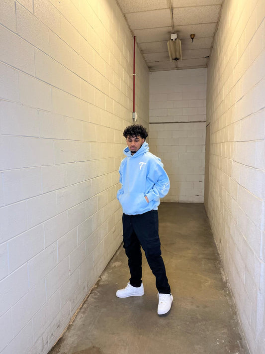 Light Blue "Faith" Hoodie - Stare At My Dreams As They Approach.